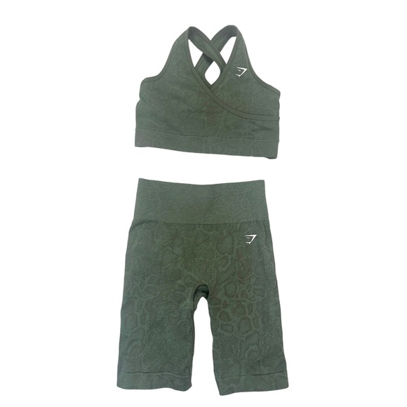 Gymshark Pants - Gymshark Adapt Animal Seamless Sports Bra &‎ Shorts Set Olive Green Size Small